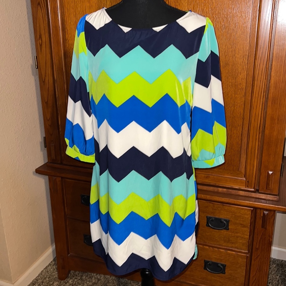 Pink Owl Multicolored Chevron Printed Dress
